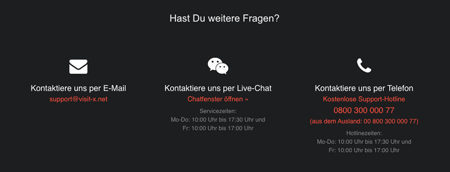 Beianrufsex Kundenservice aus dem Hause von Visit-X